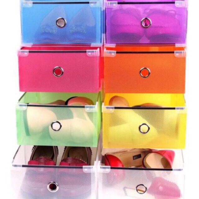 Shoe Box Storage Organizer Colorful Plastic Drawer Shopee