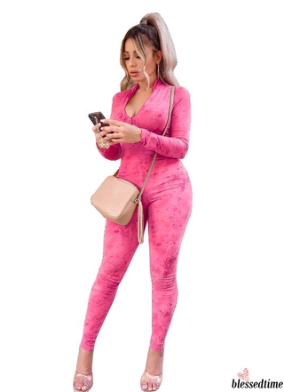 long sleeve tight jumpsuit
