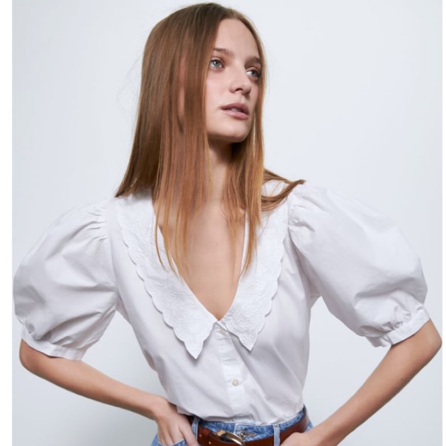 zara white puff sleeve blouse