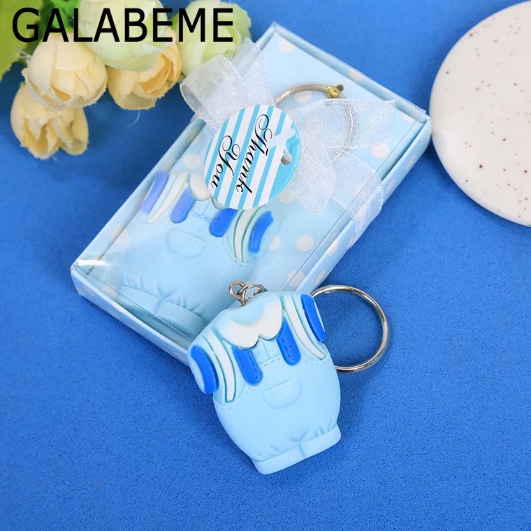 10pcs baby pink blue keychain Baptism boy Baby Shower Souvenirs Christening Baptism boy birthday