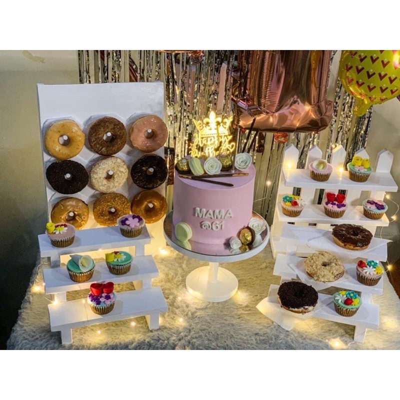 Wooden Cupcake Stands (1 donut wall, 1 cake stand, 1 Fence, 2 bleachers