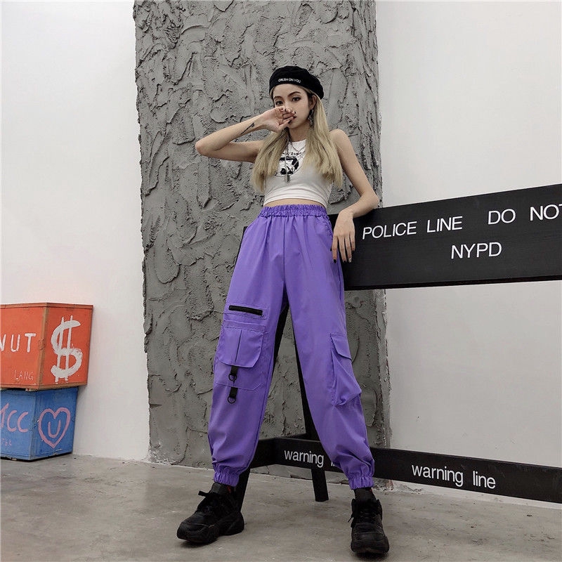 purple cargo trousers