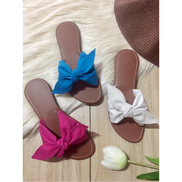 white ribbon sandals