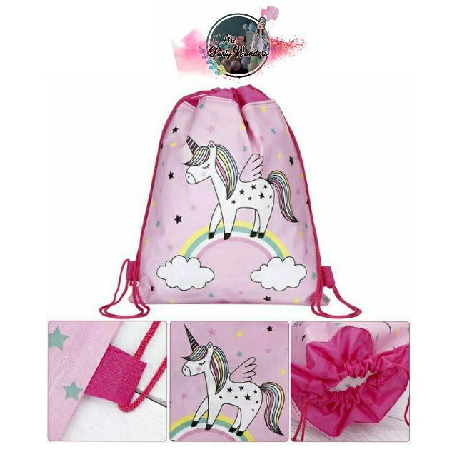 Unicorn String bag for kids birthday party supply partyneeds bags