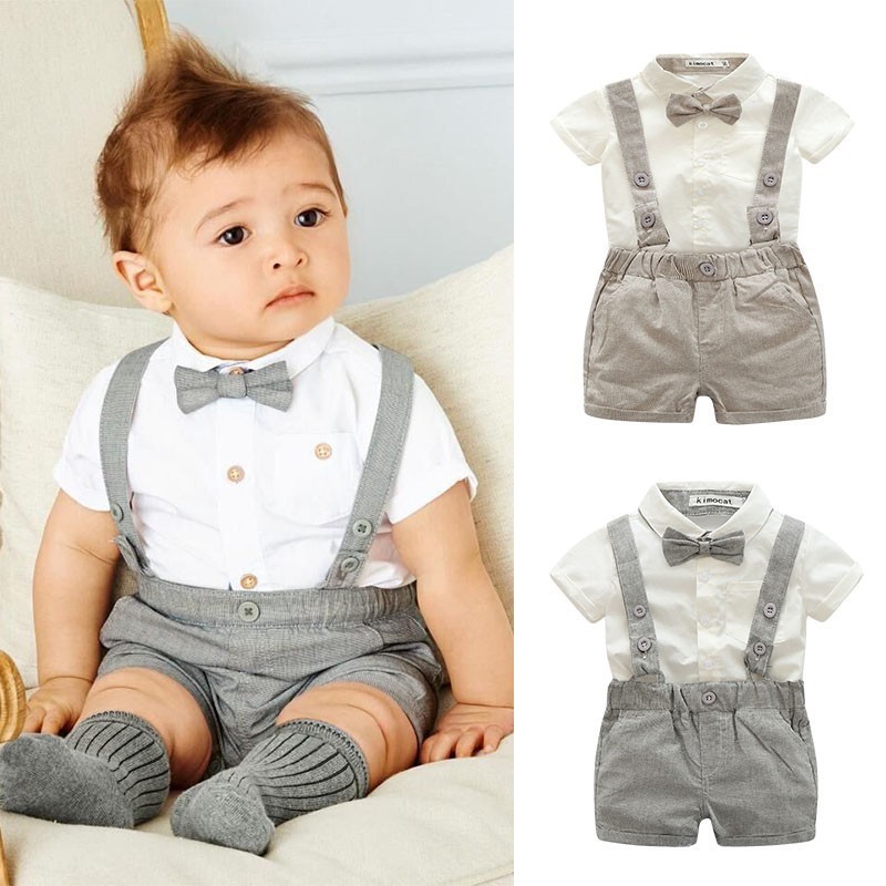 Baby Boy Gentleman Shirts+Bid Pants Bow 