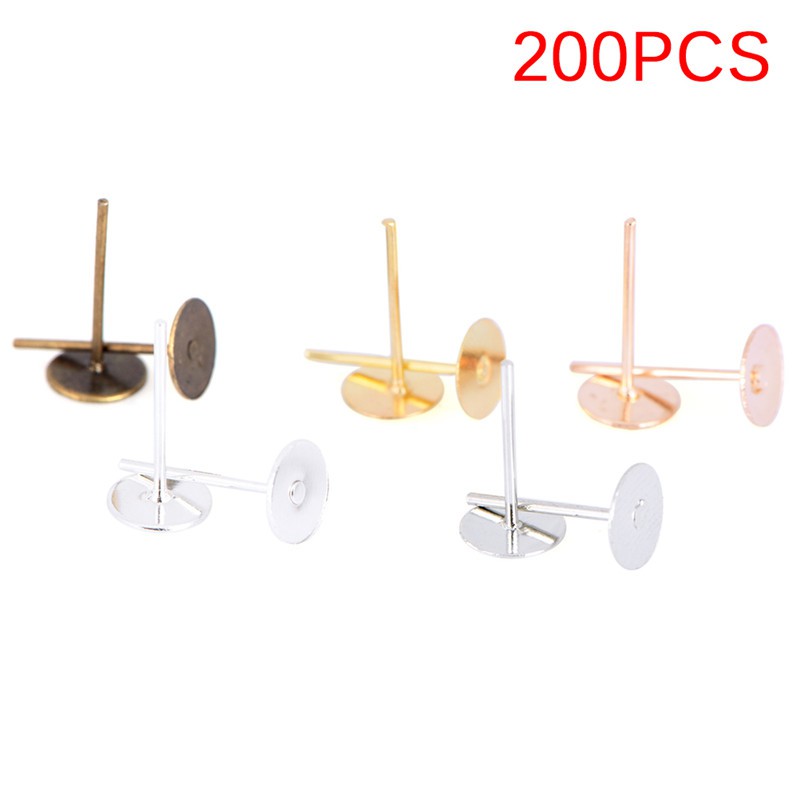 200PCS/Bag DIY Jewelry Earrings Ear Stud Pin DIY Findings Making Accessories CL 