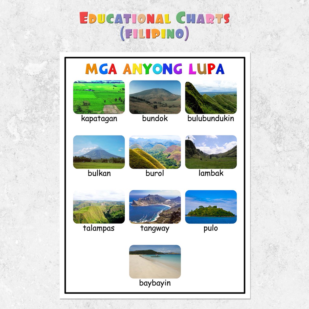 UNIQ Laminated Educational Wall Charts Anyong Lupa At Tubig Water Forms