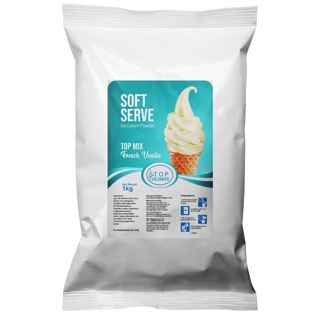 Top Mix Soft Serve Ice Cream Powder 1kg French vanilla,creamy vanilla ...