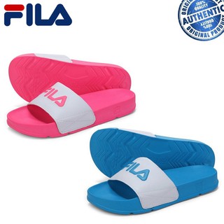 hot pink fila slides