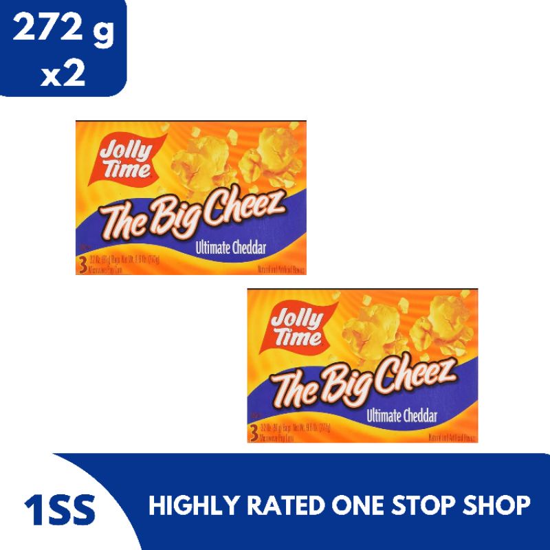 Jolly Time The Big Cheese Cheddar Cheese Microwave Popcorn, 272g set of 2 (3 bags inside