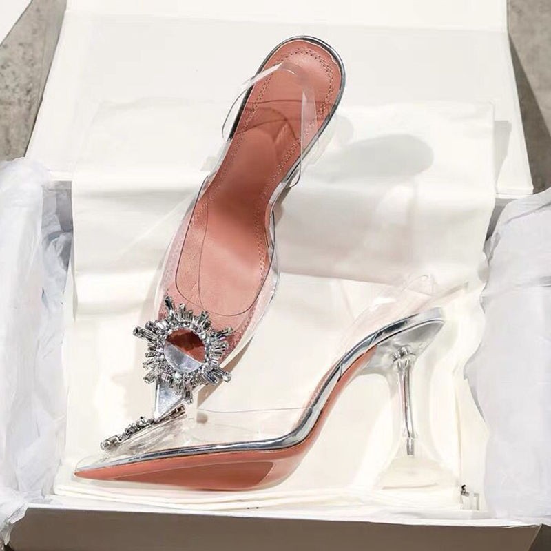 clear heels square toe