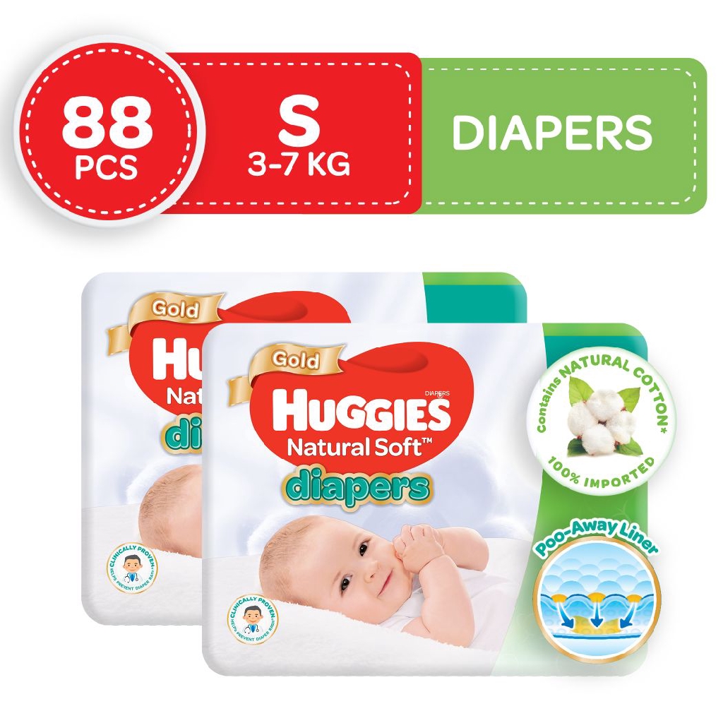 Huggies Natural Soft Diapers Small 44 Pcs X 2 Packs 88 Pcs Shopee