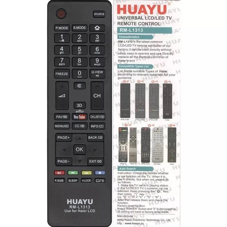 Haier TV Remote control HUAYU RML1313 Fit for HTRA10H HTRA10L HTRA10LA HTRA10 LED 3D