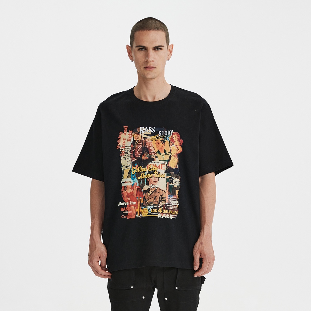 t shirt for men American portrait vintage print oversized back and white cotton plus size 3xl top