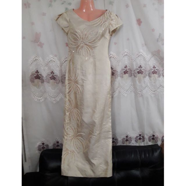 long sleeve filipiniana dress