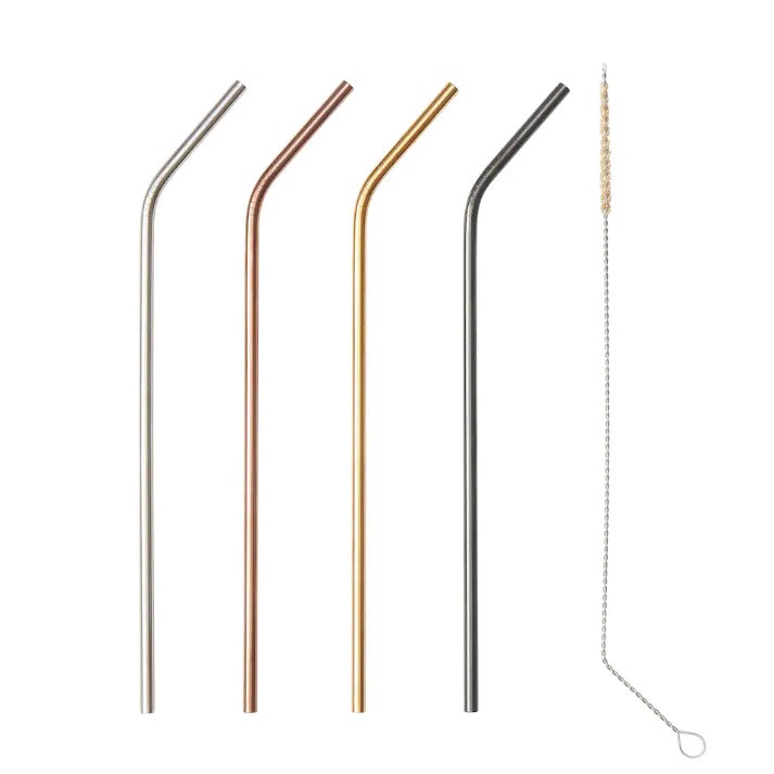 IKEA® UPPSLUKAD Drinking straws/cleaning brush, stainless steel/multicolor