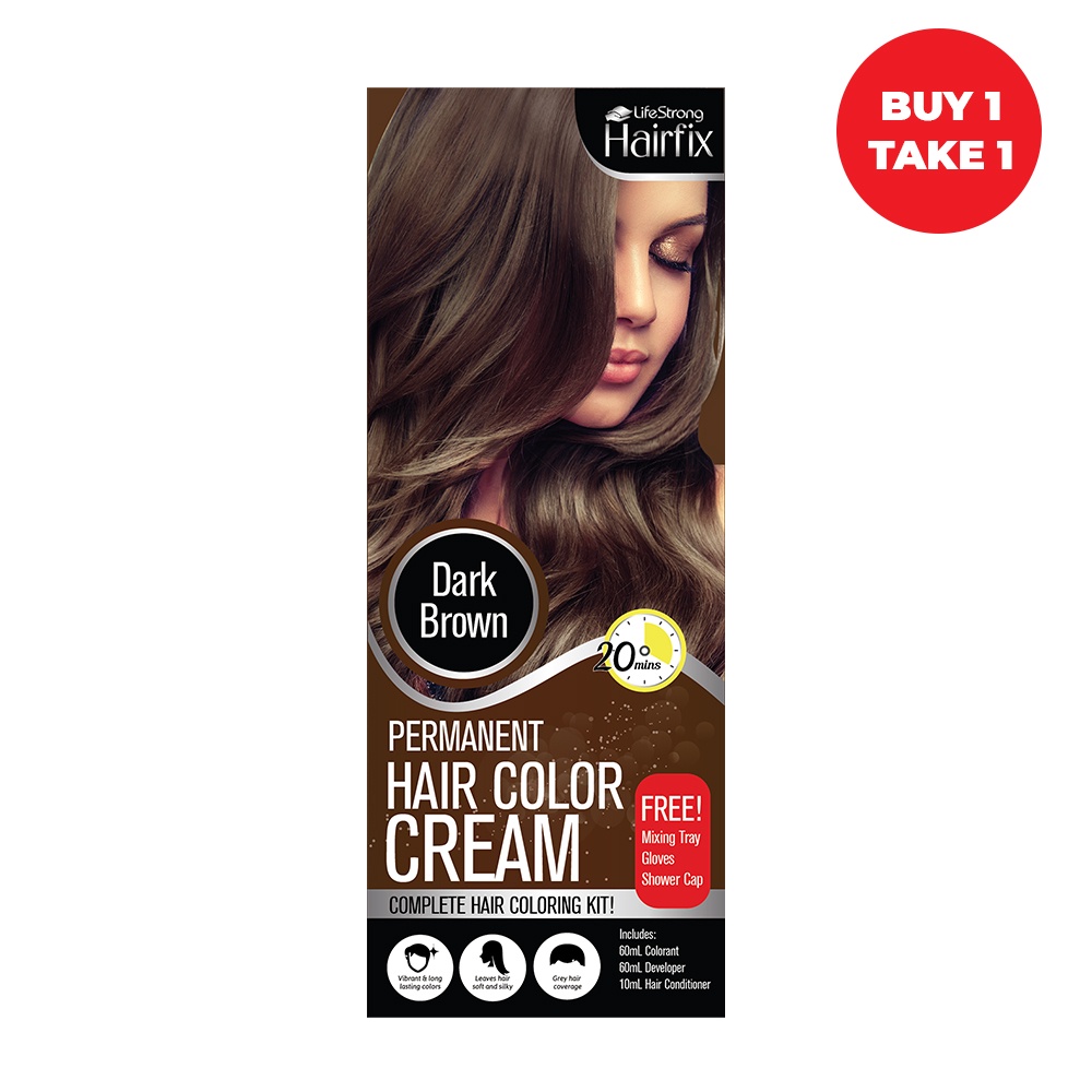 HairFix Permanent Hair Color Cream Kit 120ml B1T1 - Dark Brown | Shopee  Philippines
