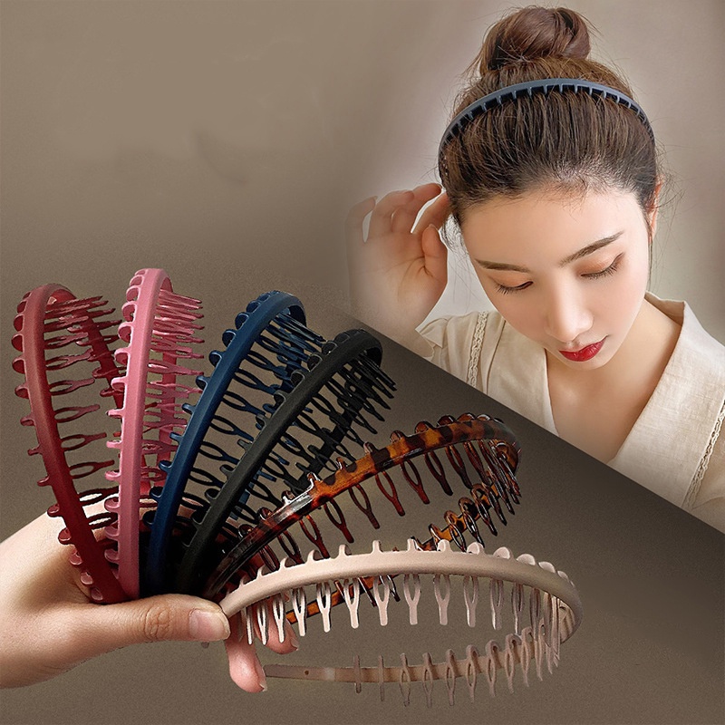 Plastic Teeth Comb Hairband Color Hair Hoop Headband For Woman Girl