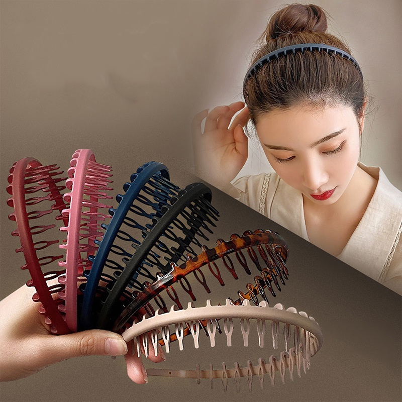 Plastic Teeth Comb Hairband Color Hair Hoop Headband For Woman Girl ...