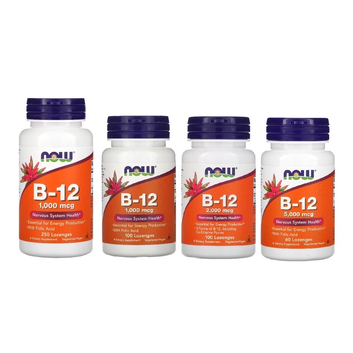 NOW Foods B-12 1,000 2,000 5,000 Mcg 60 100 Or 250 Lozenges | Shopee ...