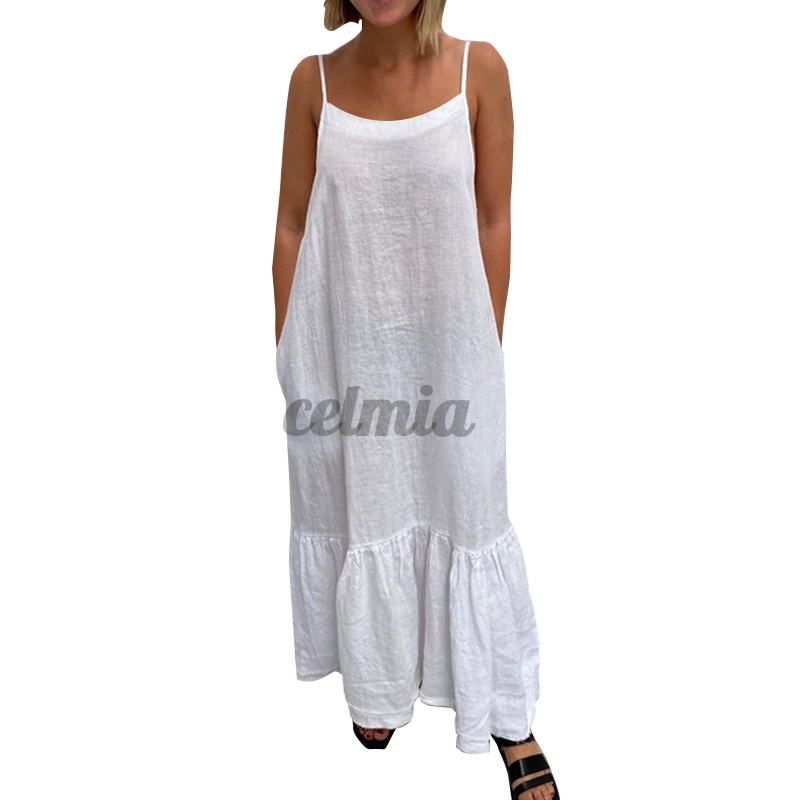 Cotton Sleeveless Loose Linen Dress 