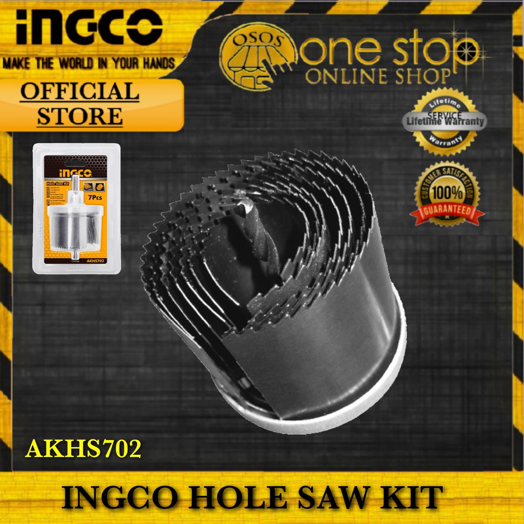 INGCO Original Hole Saw 7pcs/SET for Plywood Drywall Wood Plastic