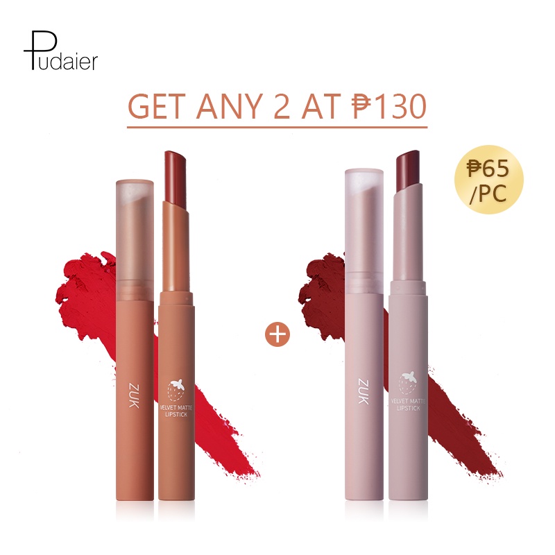 Pudaier 6 colors Strawberry Matte Matte Velvet Lipstick Long Lasting  Without Fading Matte | Shopee Philippines