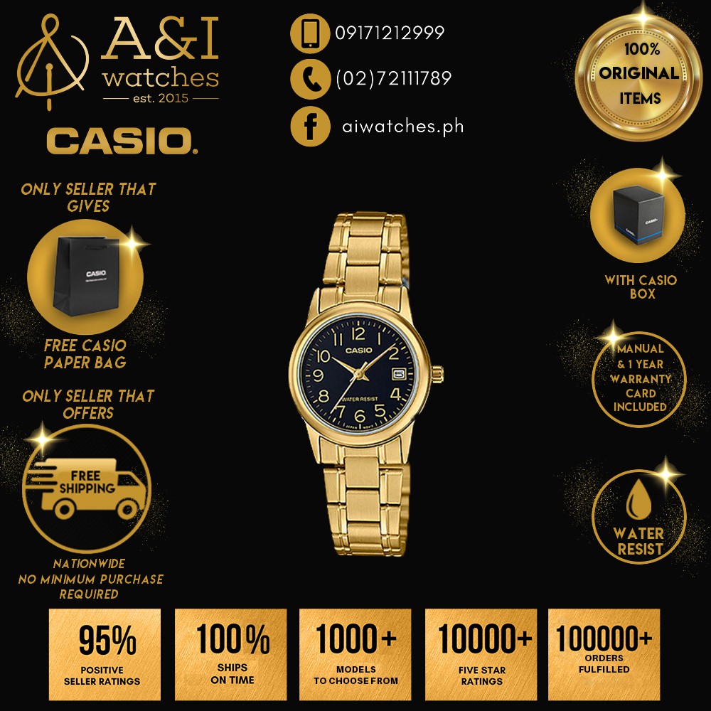 casio quartz water resist gold