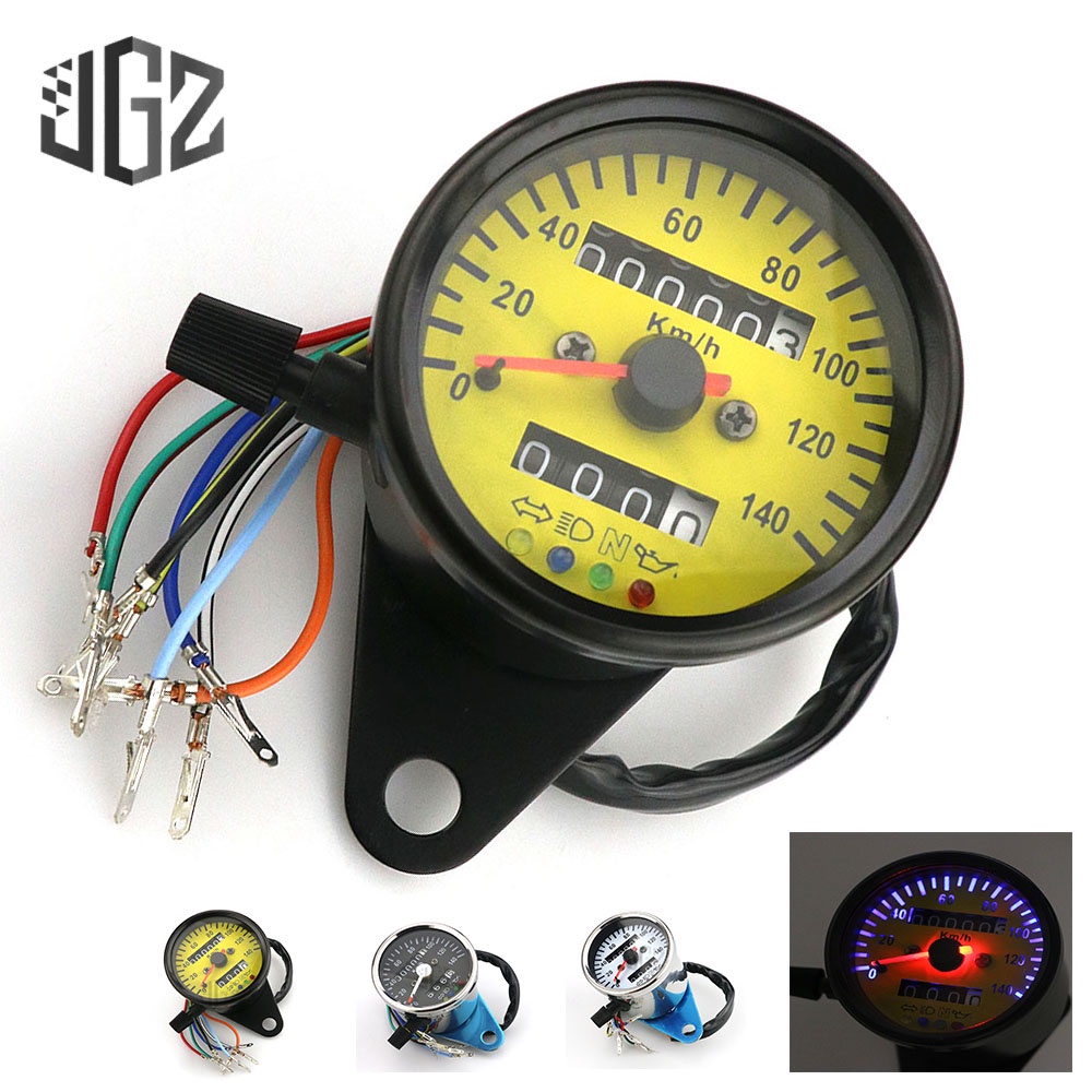 Universal 12v Motorcycle Speedometer Odometer Gauge Dual Speed Meter
