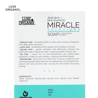 Luxe Organix Miracle Solutions Aha/Bha Soap For Face & Body 135G ...