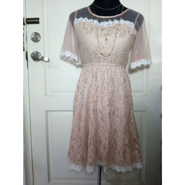 blush pink lace dress