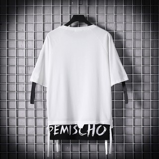 Japanese short-sleeved T-shirt male Korean version of the trend of hip-hop fake two pieces of handsome personality in the long section tide brand t-shirt #5
