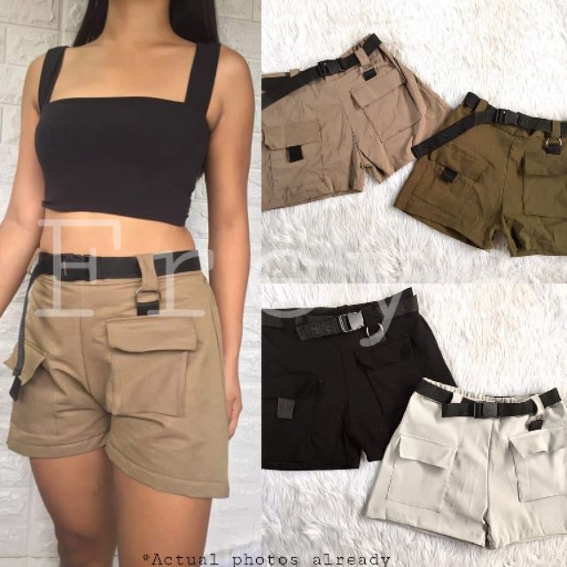 Cargo Shorts Women Belt Included Shopee Philippines