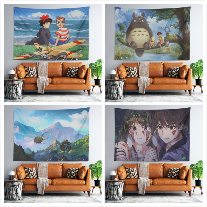 Studio Ghibli Design Wall Hanging Tapestry Background Cloth Japanese Anime  Style Wall Decor | Shopee Philippines