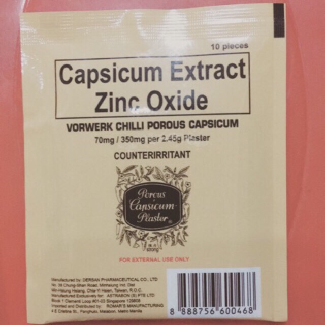 Capsicum Extract Zinc Oxide Chili Plaster Counterirritant Shopee