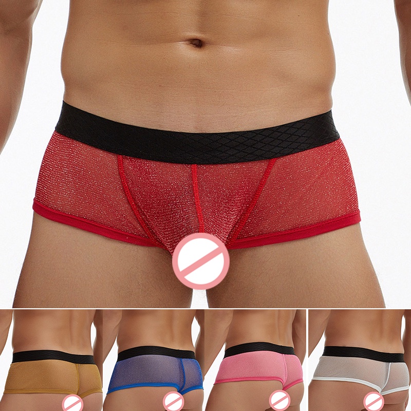 Men's Men's Underwear Sheer Fine Mesh Low Rise Wide Brim Boxer Shopee