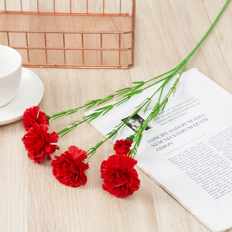 60cm 4 Flower Heads Artificial Carnation Flowers Bouquet Flower Fake Floral Wedding Party Decor