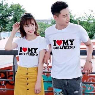 I Love My Boyfriend/Girlfriend Couple T-shirt Fashion Short sleeve T-shirt Couple Tops Tee Valentine's Day Gift