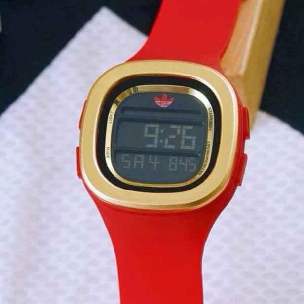 adidas red watch