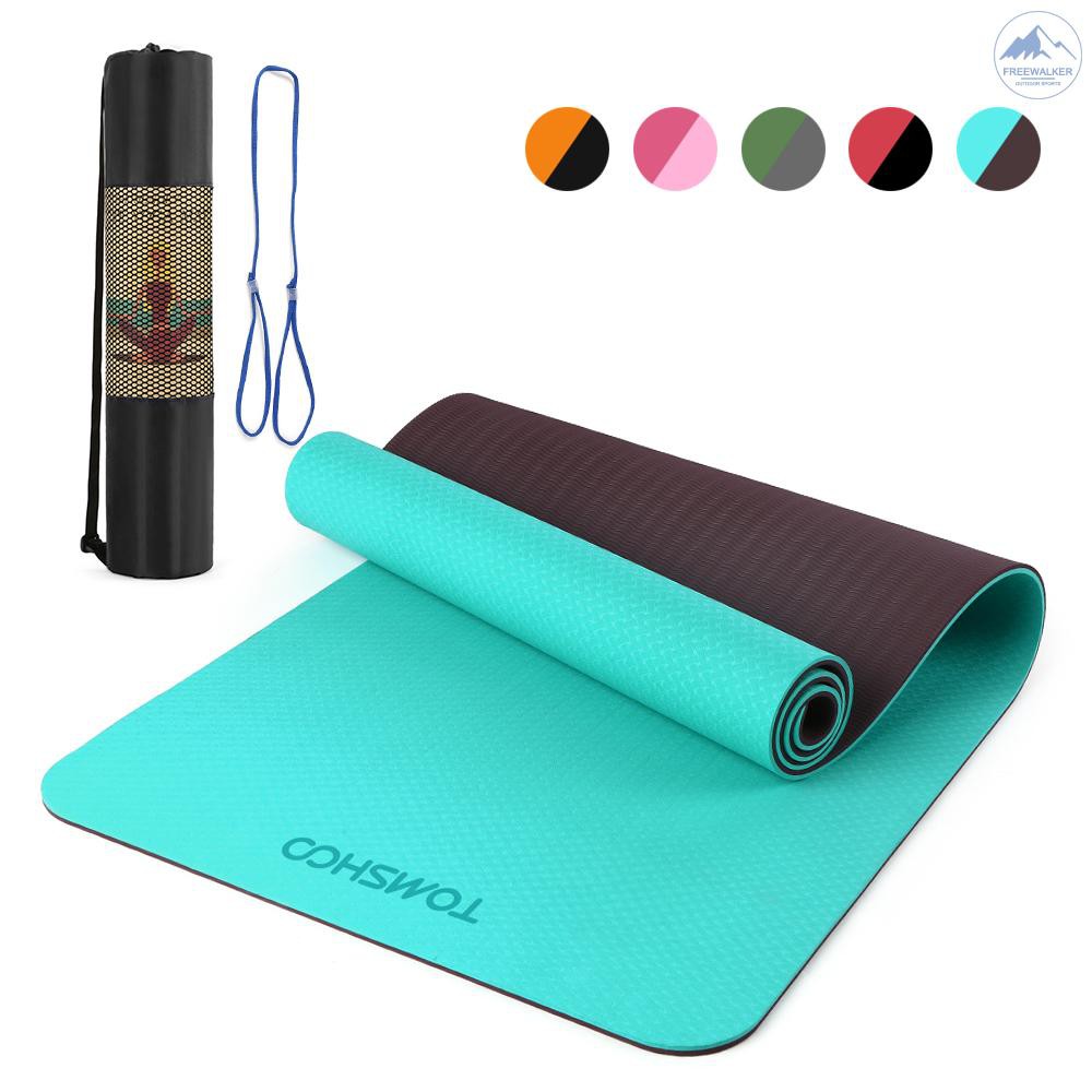 Phthalate-Free Fitness mat for Yoga Pro Fitness Mat TPE Skin-friendly-183 x 61 x 0.6cm Carrying Strap Gymnastic Mat Non-Slip Pilates and Floor Exercises TOMSHOO Exercise Yoga Mat 