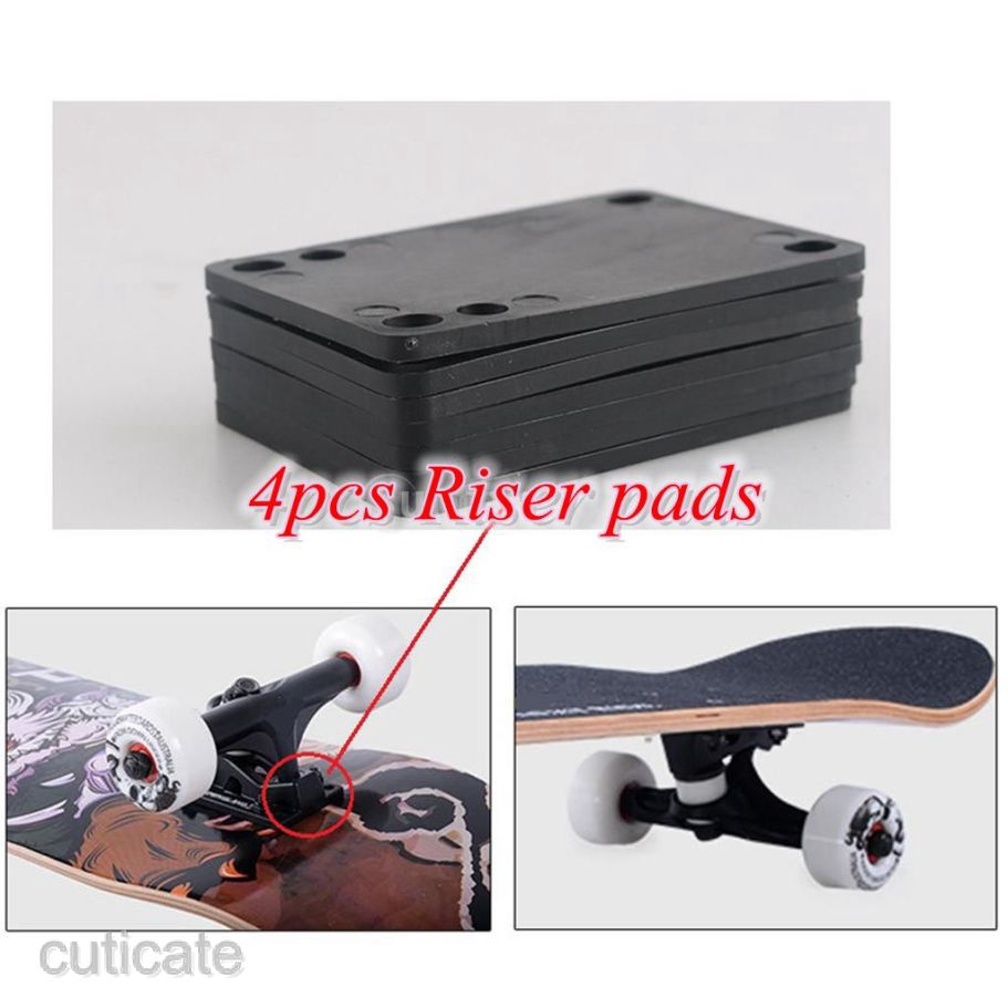 4pcs Longboard Risers PU Shock Pad Skateboards Cruiser Wheel