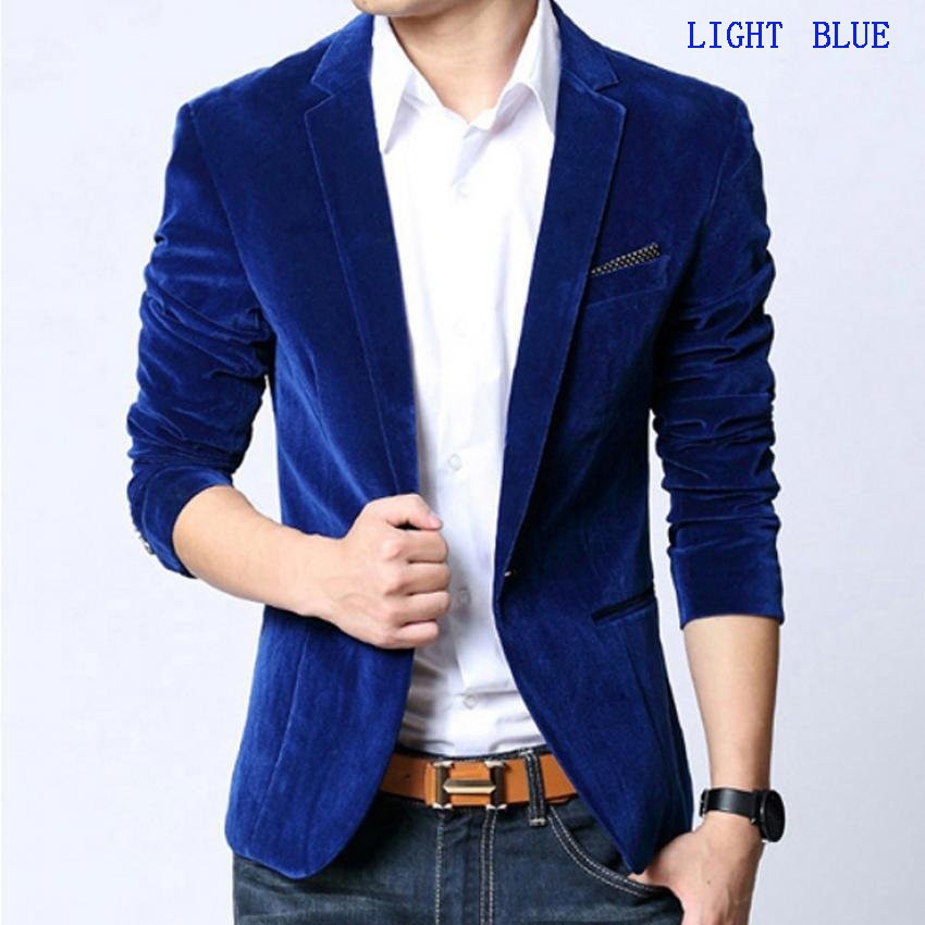 blue suit jacket black jeans