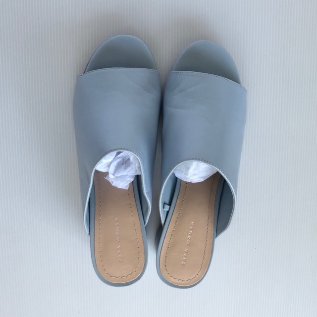 zara blue mules