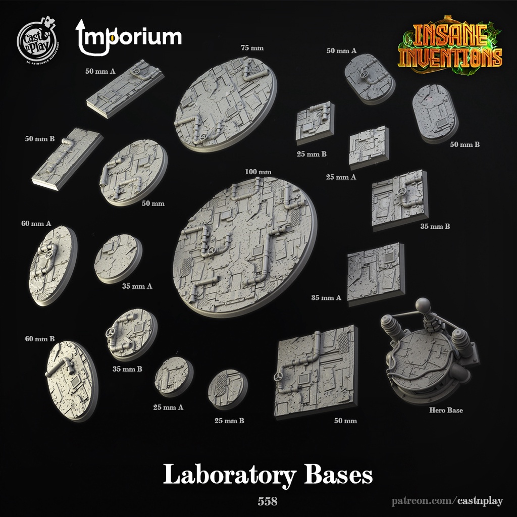 Lab Bases - 3D Printed Miniatures D&D Tabletop Hobby RPG - Insane ...