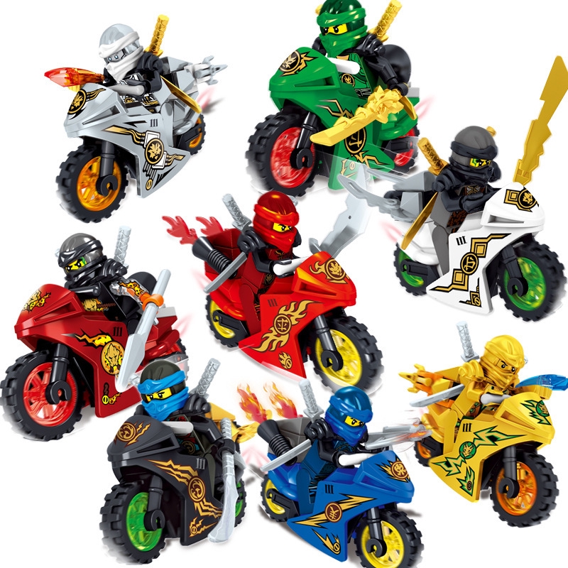 8pcs//set Boys Motorcycles Weapon Accessories Building Blocks Bricks Model Toys