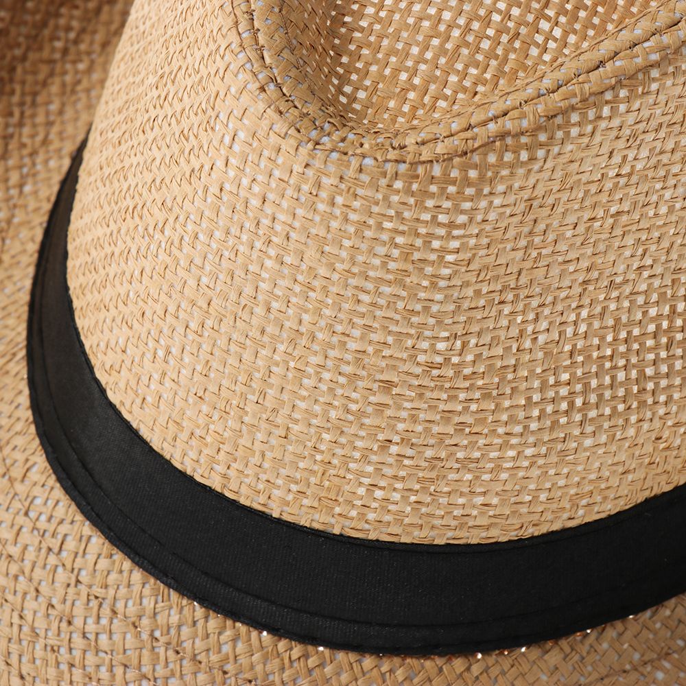 JEEDA Panama Style Summer Beach Jazz cap Unisex Adulti Sun Hat Solid Color Elegant Straw Jazz cap Soft e Respirabile 58CM 