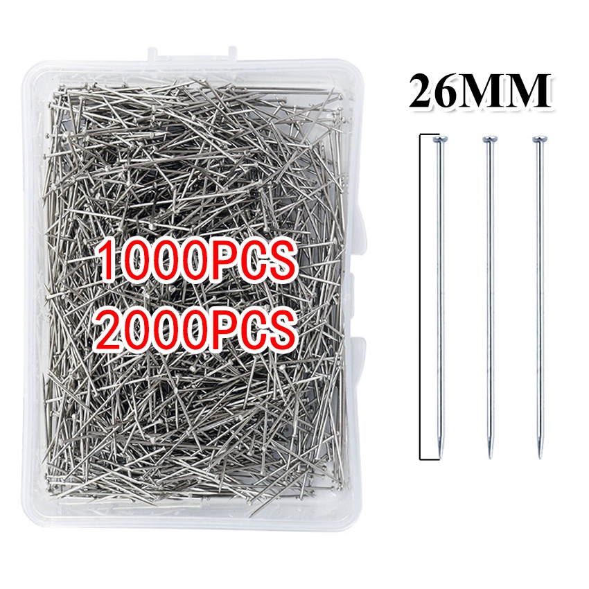 2000 Pcs Sewing Stainless Steel Dressmaker Straight Quilting Pins 26mm Flat Head Pins Straight