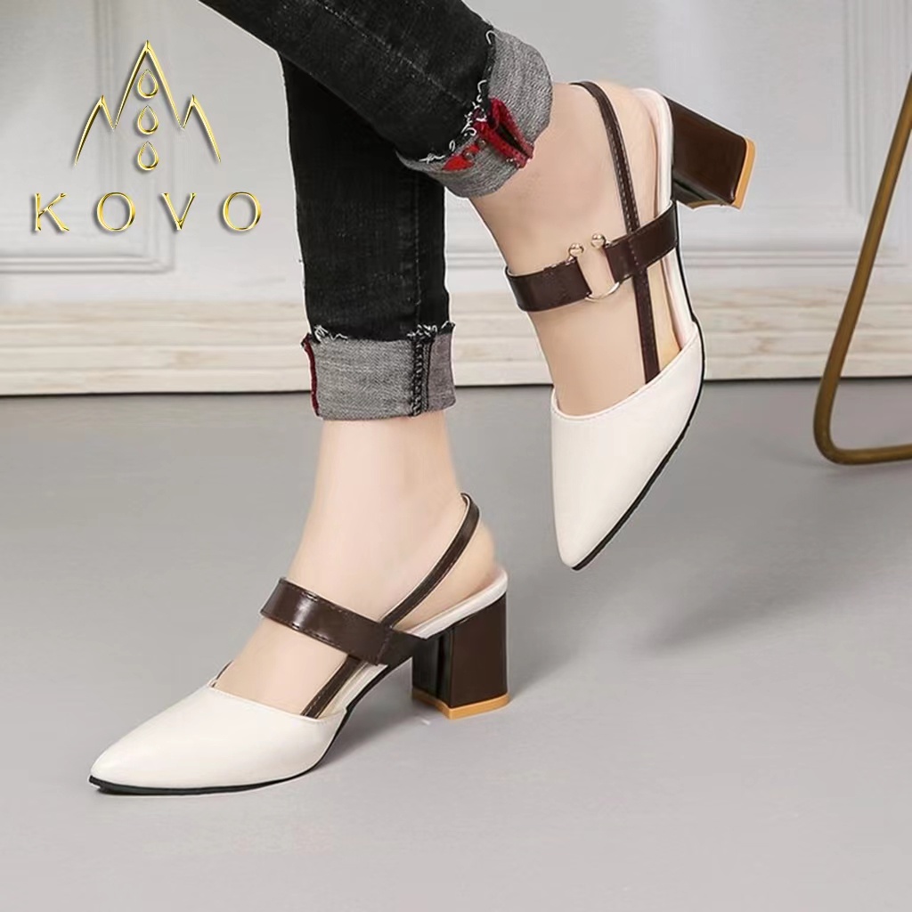 8804# Europe and the United States retro new fashion Baotou thick heel ...