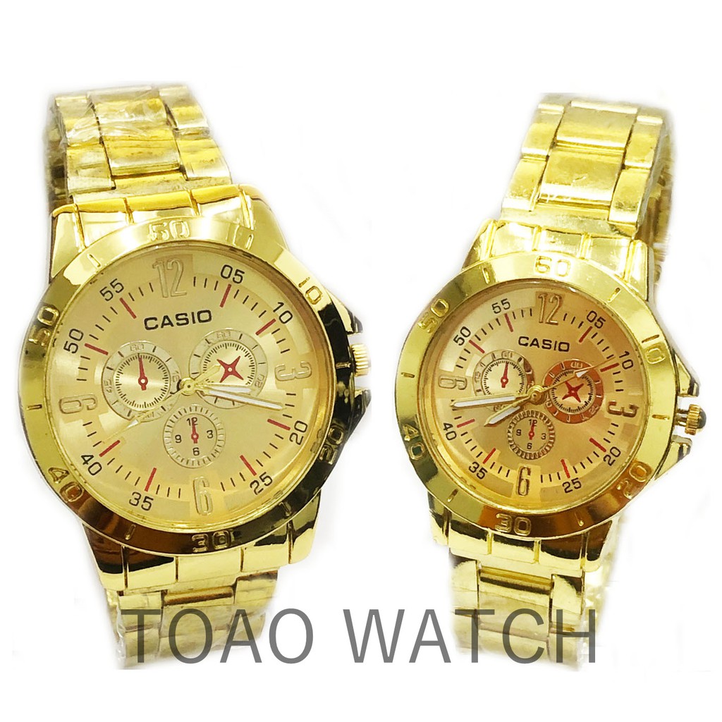 casio round gold watch