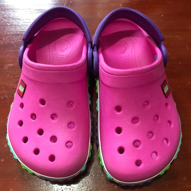 purple and pink crocs